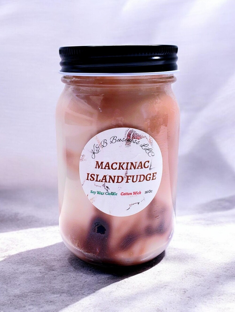 Handmade MACKINAC ISLAND FUDGE Soy Wax Candle , Natural Cotton Wick, 16 OZ